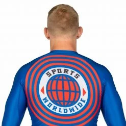 Blowout Outlet Retro Long Sleeve Rashguard Blue