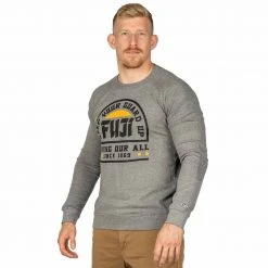 Graphic Ink Grappling Crewneck Mens Sweatshirt Grey