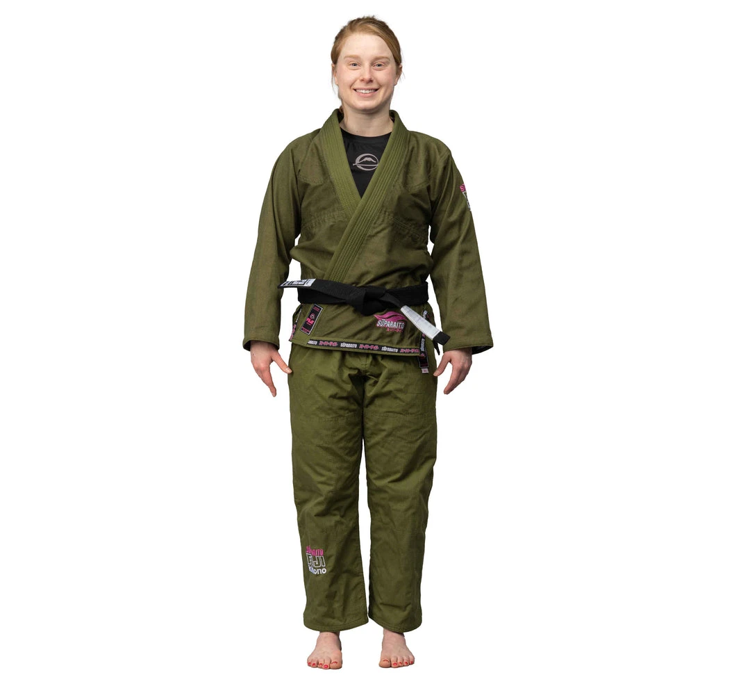 Deelux Jiu Jitsu Suparaito Women's BJJ Gi Military Green And Pink Deelux Jiu Jitsu Suparaito Women's BJJ Gi Military Green And Pink