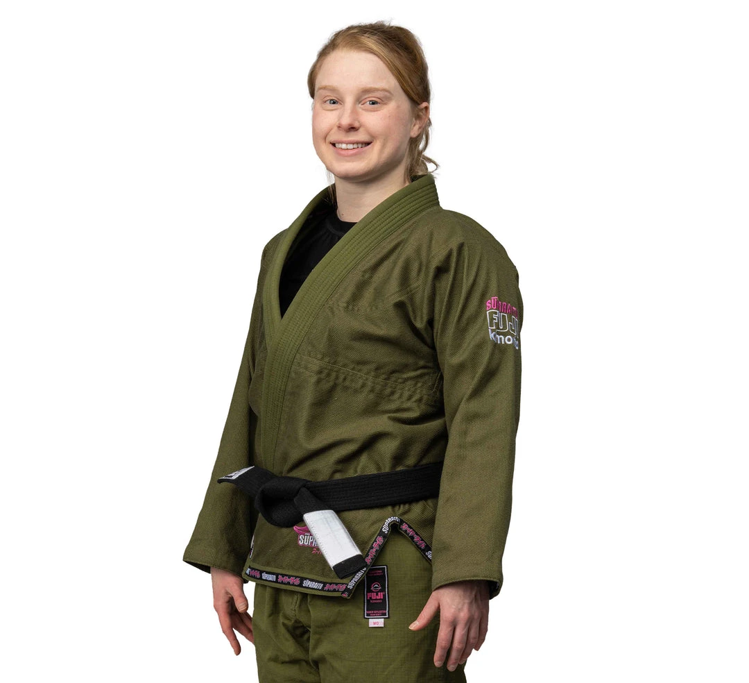 Deelux Jiu Jitsu Suparaito Women's BJJ Gi Military Green And Pink Deelux Jiu Jitsu Suparaito Women's BJJ Gi Military Green And Pink
