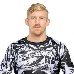 Deelux Fighting Spirit Rashguard Black-White Jiu Jitsu
