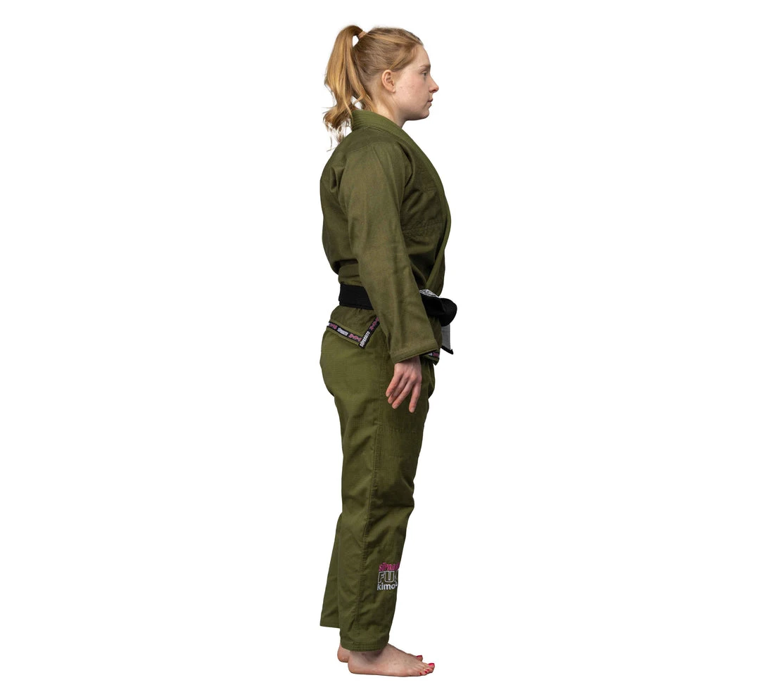 Deelux Jiu Jitsu Suparaito Women's BJJ Gi Military Green And Pink Deelux Jiu Jitsu Suparaito Women's BJJ Gi Military Green And Pink