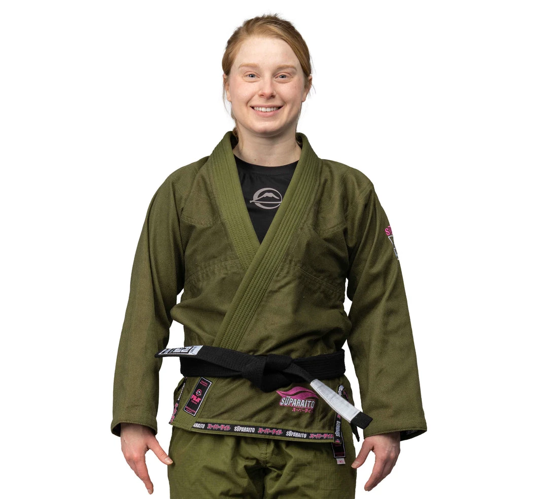 Deelux Jiu Jitsu Suparaito Women's BJJ Gi Military Green And Pink Deelux Jiu Jitsu Suparaito Women's BJJ Gi Military Green And Pink