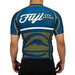 Blowout Script Gold/Blue Short Sleeve Rashguard