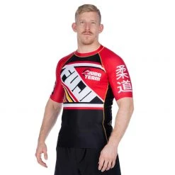 Fancy Skyline Judo Short Sleeve Rashguard Red