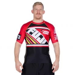 Fancy Skyline Judo Short Sleeve Rashguard Red